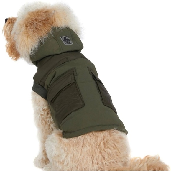 Pajar Canada Puppy Dog Puffer Coat XL removable hood Military green pockets Zeus - Picture 2 of 15